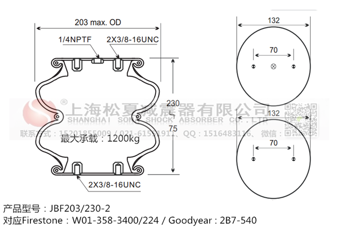 JBF203/230-2橡膠<a href='http://m.0775daolang.com/' target='_blank'><u>空氣彈簧</u></a>