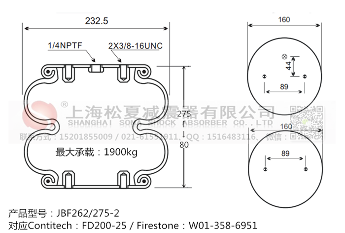 JBF262/275-2橡膠<a href='http://m.0775daolang.com/' target='_blank'><u>空氣彈簧</u></a>