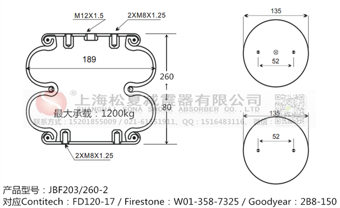 JBF203/260-2橡膠<a href='http://m.0775daolang.com/' target='_blank'><u>空氣彈簧</u></a>